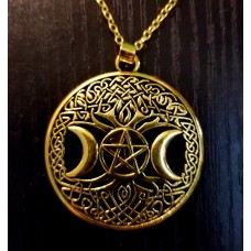Gold tree of life moon and pentacle